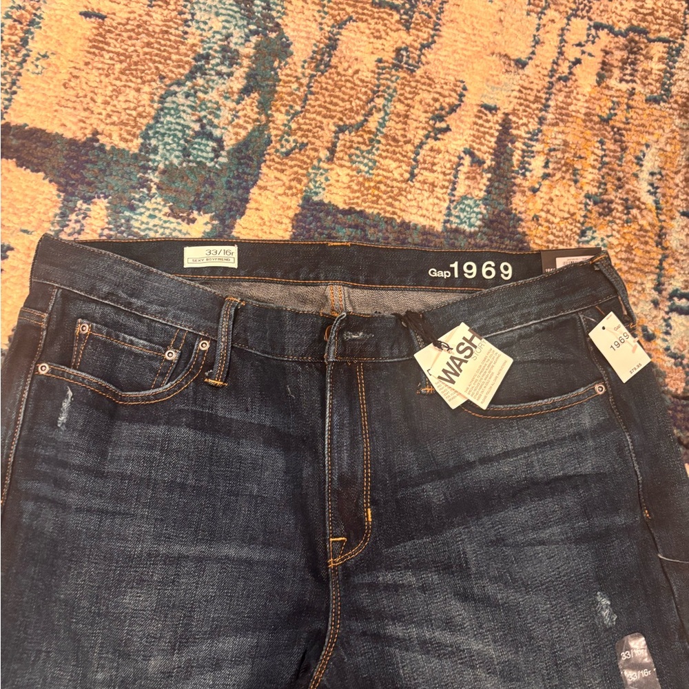Gap 1969 Womens Dark Blue Boyfriend Jeans